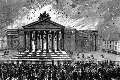 Incendio del Palacio de Justicia en Cork, c.1891 de English School